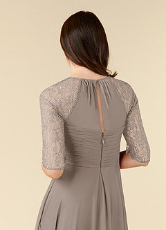 Azazie Gracelyn Mother of the Bride Dresses Taupe A-Line Lace Dress image6