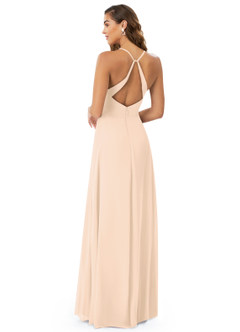 Azazie Davis Bridesmaid Dresses Pearl Pink A-Line V-Neck Chiffon Dress image6