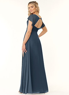 Azazie Rylee Robes de demoiselle d'honneur Robe Trapèze en Mousseline de soie Plissée Neptune image4