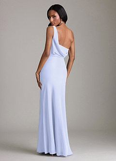 Azazie Madelyn Bridesmaid Dresses Lavender Mermaid One Shoulder Chiffon Convertible Dress image10