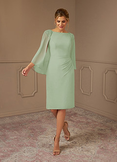 Azazie Carmela Mother of the Bride Dresses Dusty Sage Sheath Lace Chiffon Dress image5