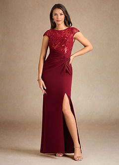 Azazie Santa Clarita Mother of the Bride Dresses Burgundy Mermaid Sequins Stretch Crepe Dress image1