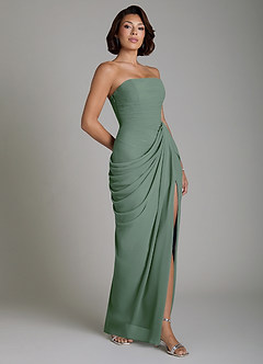 Azazie Nyra Bridesmaid Dresses Eucalyptus Sheath Corset Chiffon Dress image7