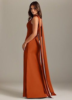 Azazie Kinsley Vestidos de damas de honor Vestido de Naranja Quemada de Satén Elástico de Corte Sirena con Corte Lateral image6