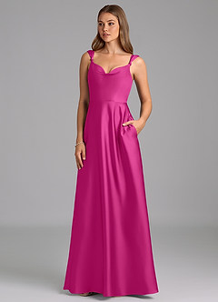 Azazie Beatrice Final Sale Fuchsia A-Line Sweetheart Neckline Stretch Satin Dress image3