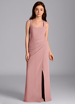 Azazie Mero Junior Dusty Rose Mermaid Pleated Chiffon Dress image6