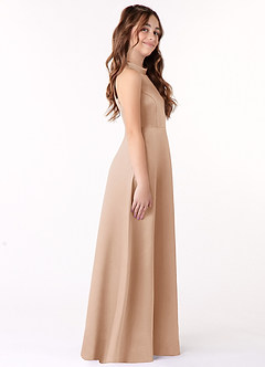 Azazie Laurel Junior English Rose A-Line Stretch Satin Dress image2