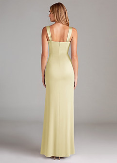Azazie Denice Robes de demoiselle d'honneur Robe Fourreau en Satin extensible Plissée Sorbet Citron image2