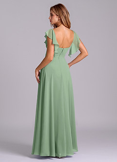 Azazie Leilani Bridesmaid Dresses Matcha A-Line Pleated Chiffon Dress image6