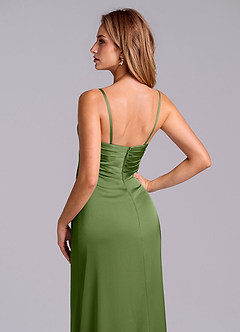 Azazie Sabrine At-home Try On Dresses Black A-Line Sweetheart Neckline Stretch Satin Dress image7