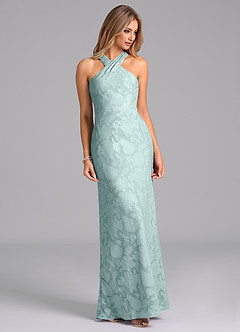 Azazie Doretta Bridesmaid Dresses Mist Mermaid Pleated Floral Burnout Dress image3