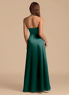Azazie Wren Bridesmaid Dresses Pine A-Line Strapless Metallic Satin Dress image2