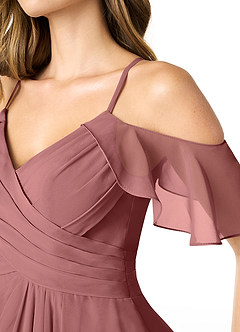 Azazie Dakota Bridesmaid Dresses Amethyst A-Line V-Neck Pleated Chiffon Dress image10