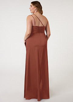 Azazie Eren Bridesmaid Dresses Auburn Mermaid One Shoulder Stretch Satin Dress image7