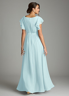 Azazie Daphne Modest Bridesmaid Dresses A-Line Ruffled Chiffon Floor-Length Dress image2