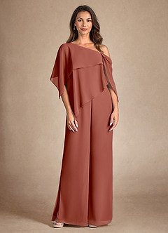 Azazie Halima Kleider für die Brautmutter Overall/Jumpsuit Seitliche Cut-Outs Chiffon Kleid Rotbraun image7