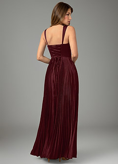 Azazie Avenelle Bridesmaid Dresses Cabernet A-Line Corset Stretch Satin Dress image2