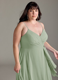 Azazie Akita Bridesmaid Dresses Dusty Sage A-Line Chiffon Dress image10