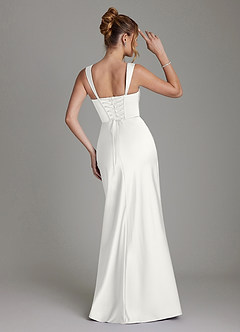 Azazie Agustina Bridesmaid Dresses White Mermaid Corset Stretch Satin Dress image2