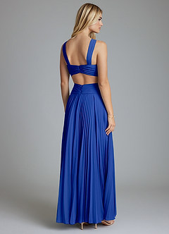 Azazie Hosanna Bridesmaid Dresses Royal Blue A-Line Pleated Chiffon Dress image3