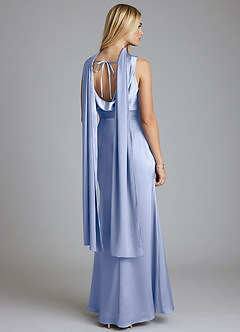 Azazie Tallie Bridesmaid Dresses Ice Mermaid Pleated Stretch Satin Dress image4