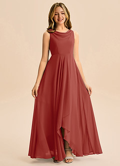 Azazie Mannie Junior Linia A Pofałdowany Szyfon Asymetryczny Młodsza druhna Sukienka image3