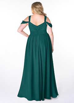 Azazie Lianne Bridesmaid Dresses Peacock A-Line Off the Shoulder Chiffon Dress image8