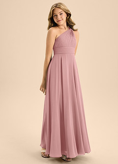 Azazie Charlize Junior Dusty Rose A-Line Pleated Chiffon Dress image5