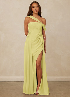 Christian Siriano Bridal for Azazie 1014 Bridesmaid Dresses Lemon Sorbet A-Line Off the Shoulder Chiffon Dress image1