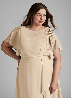 Azazie Aaliyah Modest Bridesmaid Dresses A-Line Scoop Pleated Chiffon Floor-Length Dress image11