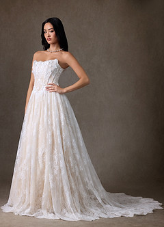 Azazie Vanessa Robes de mariée Robe Princesse en Dentelle Sans bretelles Diamant Blanc Champagne image12