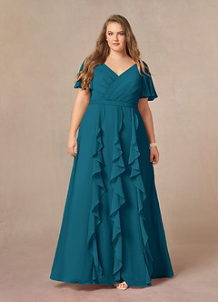 Azazie Watson Mother of the Bride Dresses Ink Blue A-Line V-Neck Chiffon Dress image6