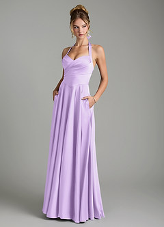 Azazie Tenaya Bridesmaid Dresses Lilac A-Line Sweetheart Neckline Stretch Satin Dress image1