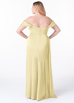 Azazie Amyra Bridesmaid Dresses Lemon Sorbet Mermaid Off the Shoulder Stretch Satin Convertible Dress image10