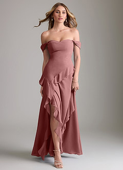 Azazie Sloane Bridesmaid Dresses Desert Rose A-Line Sweetheart Neckline Chiffon Dress image5
