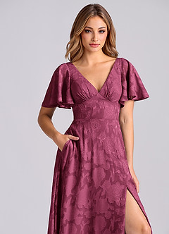 Azazie Kimber Robes de demoiselle d'honneur Robe Trapèze en Blumen-Burnout avec poches Mûre image9
