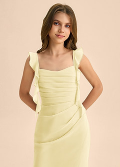 Azazie Jessamine Junior Vestido de Sorbete De Limón de Gasa de Corte Sirena con Escote de Corazón image7