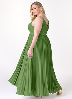 Azazie Raychelle Brautjungfernkleider A-Linie V-Hals Chiffon Kleid Basilikum image11