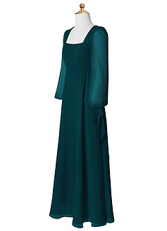 Azazie Leonia Junior Pine A-Line with Pockets Chiffon Dress image9