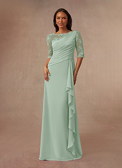 Azazie Dionysus Mother of the Bride Dresses Agave A-Line Boatneck Lace Chiffon Dress image1