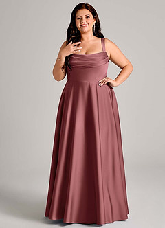 Azazie Shaude Bridesmaid Dresses Amethyst A-Line Pleated Stretch Satin Dress image8