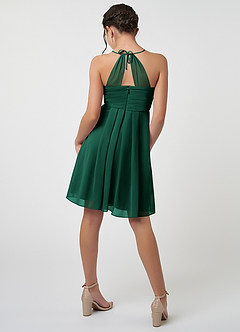 Azazie Ginny Junior Emerald A-Line Pleated Chiffon Dress image2