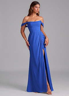 Azazie Johana Jurken voor bruidsmeisjes Converteerbaar Jurk van Chiffon met Zeemeermin Off the Shoulder Koningsblauw image6