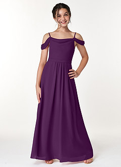 Azazie Alivia Junior Grape A-Line Off the Shoulder Chiffon Dress image1