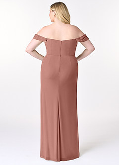 Azazie Tessa Jurken voor bruidsmeisjes Converteerbaar Jurk van Mesh met Kolom Lieverd off-the-shoulder Ceder Roos image9