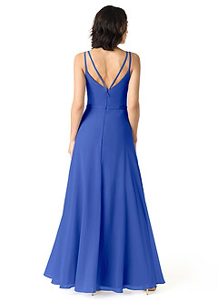 Azazie Janine Bridesmaid Dresses Royal Blue A-Line V-Neck Chiffon Dress image4