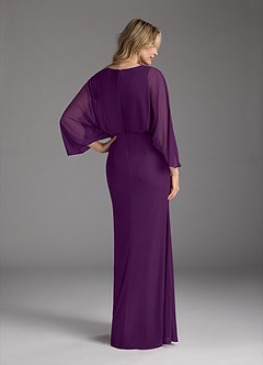 Azazie Ysabella Mother of the Bride Dresses Grape Mermaid Pleated Mesh Dress image5
