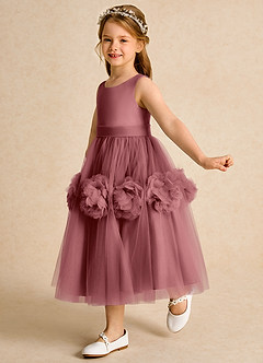 Azazie Vola Flower Girl Dresses Amethyst Ball-Gown Sleeveless Tulle Dress image4