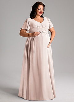 Azazie Verna Maternity Bridesmaid Dresses A-Line V-Neck Ruched Chiffon Floor-Length Dress image10