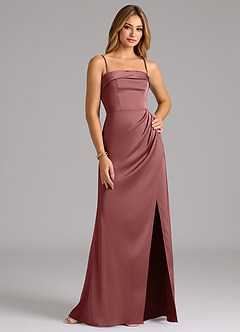 Azazie Aretha Bridesmaid Dresses Amethyst A-Line Strapless Stretch Satin Convertible Dress image6
